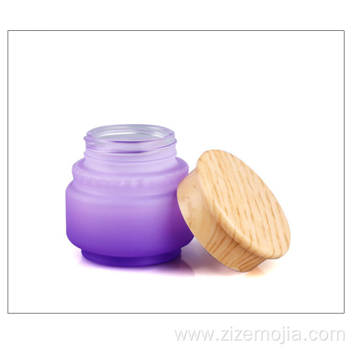 Matte purple glass bottles with wooden color cap